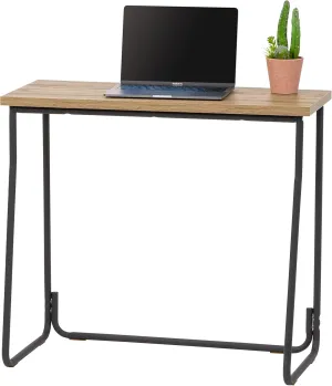 IRIS USA Computer Desk, 31" L x 15" W Slim Rustic Industrial Table with Matte Black Steel Frame and Heavy Duty Wooden Tabletop, Small Office Desk, Portable Computer Desk, Laptop Stand for Small Space