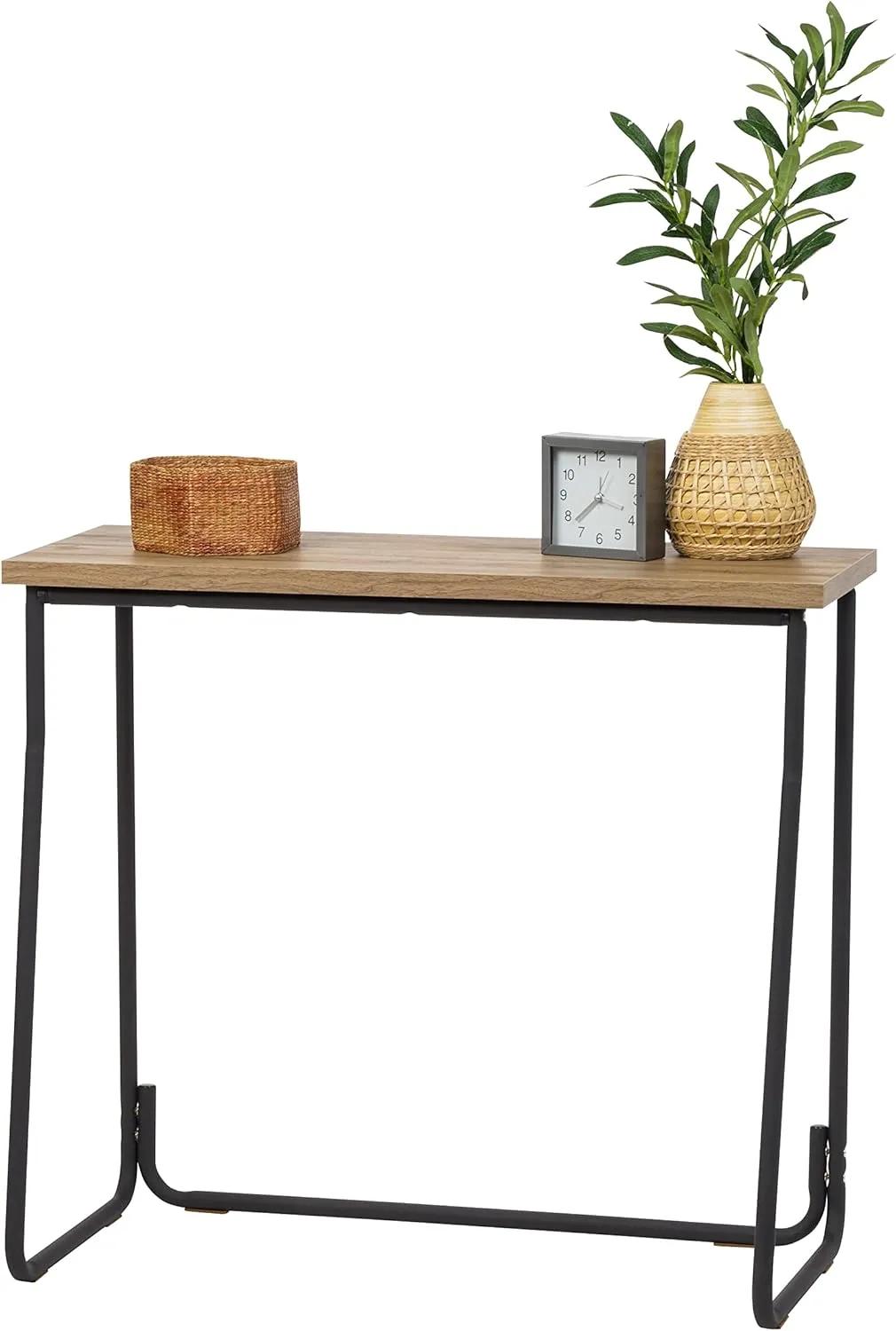 IRIS USA Computer Desk, 31" L x 15" W Slim Rustic Industrial Table with Matte Black Steel Frame and Heavy Duty Wooden Tabletop, Small Office Desk, Portable Computer Desk, Laptop Stand for Small Space