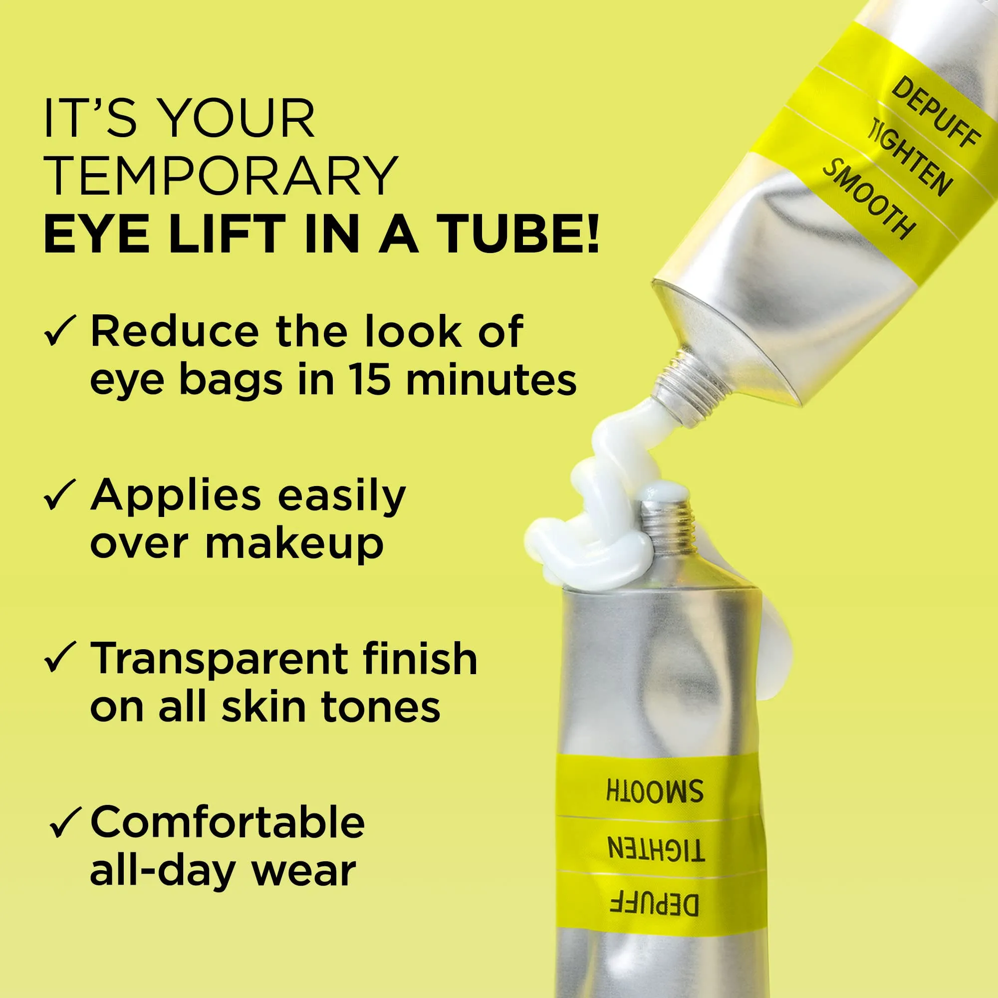 IT Cosmetics Bye Bye Under Eye Bags Treatment For Women & Men – Temporary Eye Bag Reducer & Undereye Corrector Depuffs, Tightens, Smooths & Reduces Look of Wrinkles & Fine Lines - 0.5 Fl. Oz