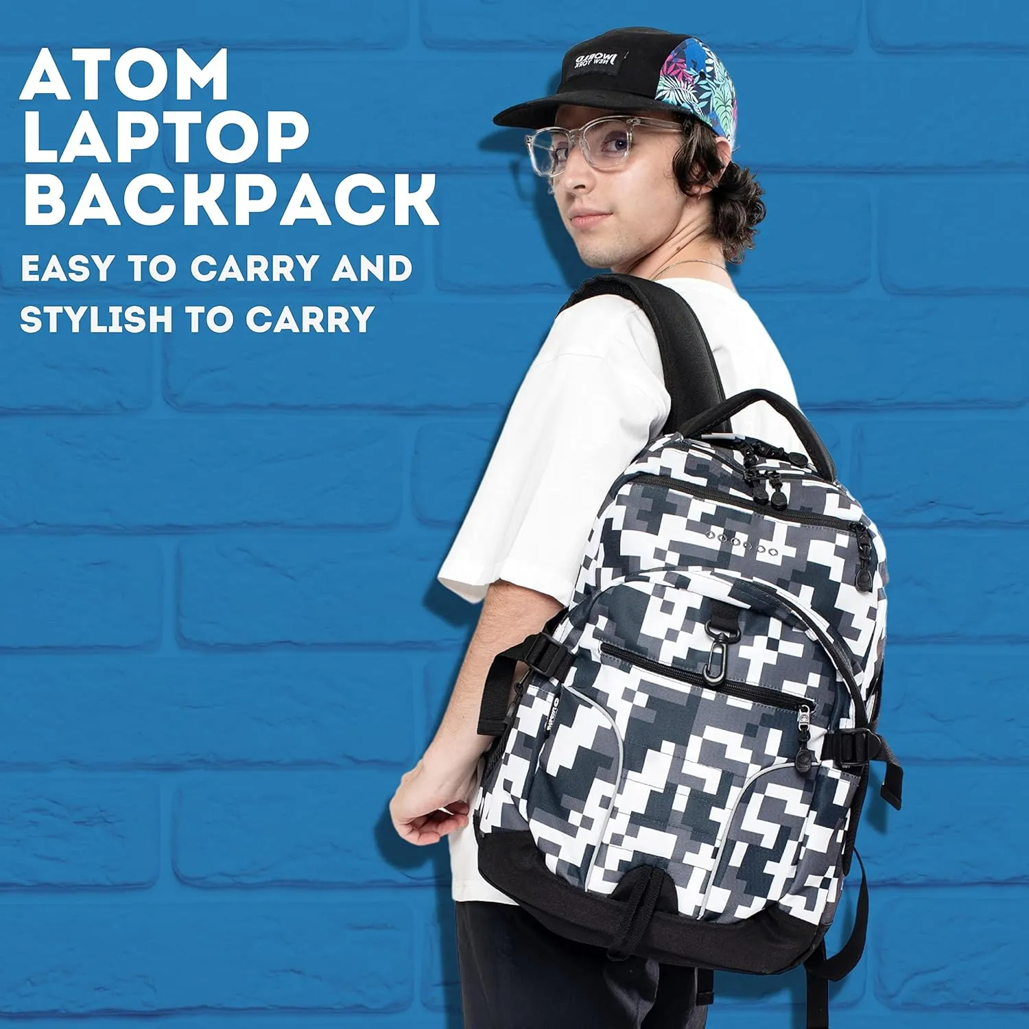 J World New York Atom Multi-compartment Laptop Backpack, Grey, One Size