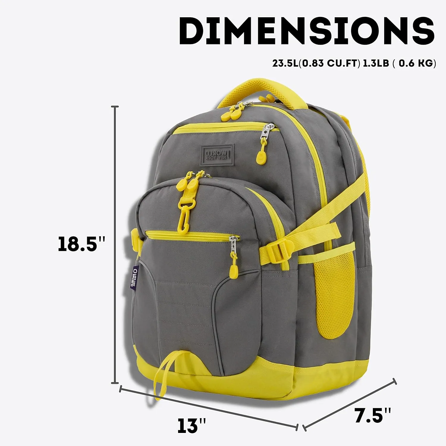 J World New York Atom Multi-compartment Laptop Backpack, Grey, One Size