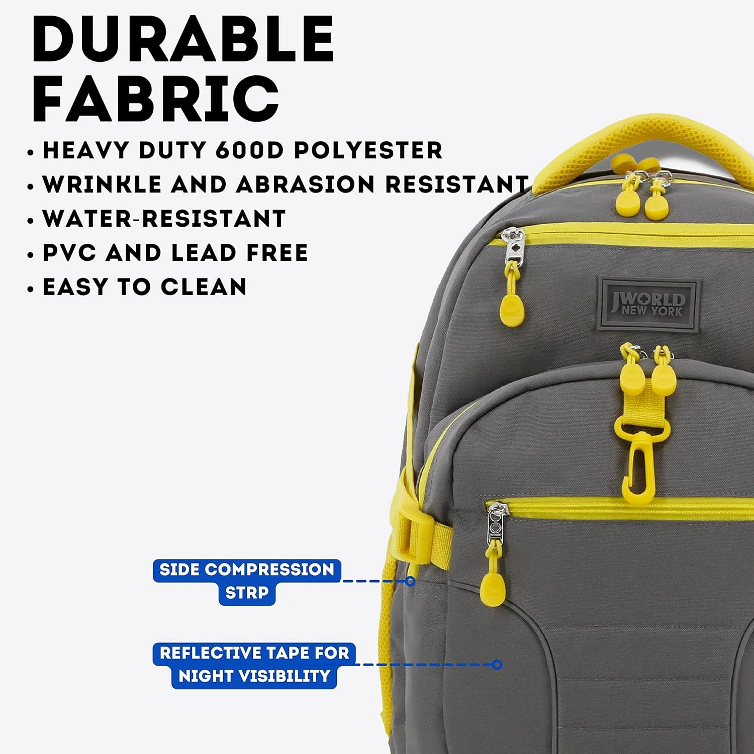 J World New York Atom Multi-compartment Laptop Backpack, Grey, One Size