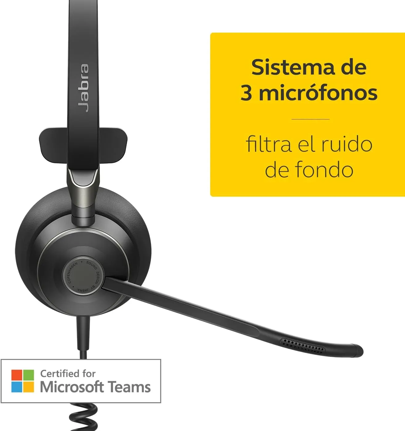 Jabra Engage 50 On-Ear Mono Headset - Microsoft Certified Digital Headphones with Cable - Passive Noise Cancelling for Softphones and Web Clients - USB-C Cable - Black