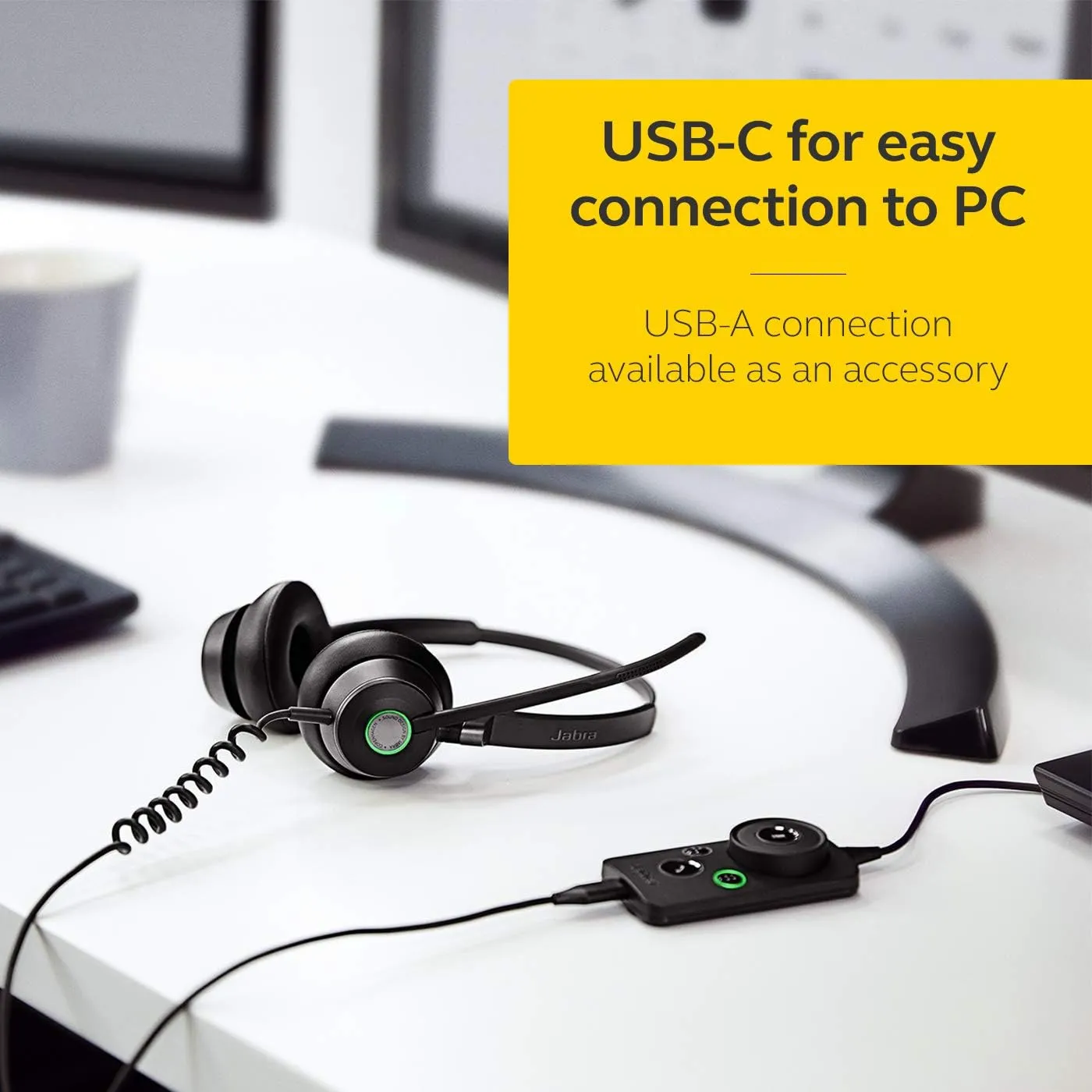 Jabra Engage 50 On-Ear Stereo Headset - Microsoft Certified Digital Headphones with Cable - Passive Noise Cancelling for Softphones and Web Clients - USB-C Cable - Black