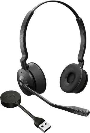 Jabra Engage 55 SE (Second Edition) Dual-Ear Wireless Headset w/Link 400 USB-A DECT Adapter – Noise-Cancelling Microphone, Extensive Range – MS Teams Certified, Works with All Other Platforms, Black