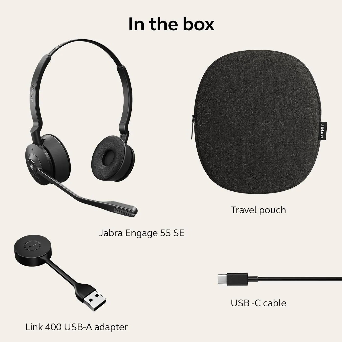Jabra Engage 55 SE (Second Edition) Dual-Ear Wireless Headset w/Link 400 USB-A DECT Adapter – Noise-Cancelling Microphone, Extensive Range – MS Teams Certified, Works with All Other Platforms, Black