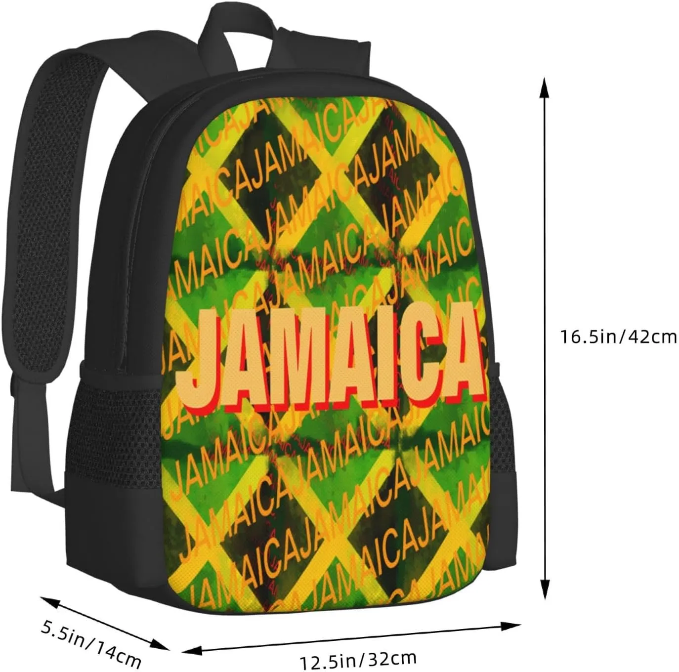 Jamaica Roots Jamaican Flag Casual Backpacks Large Capacity Backpack Laptop Rucksack Sport Daypack Commuter Bags with Adjustable Strap for Traveling Camping