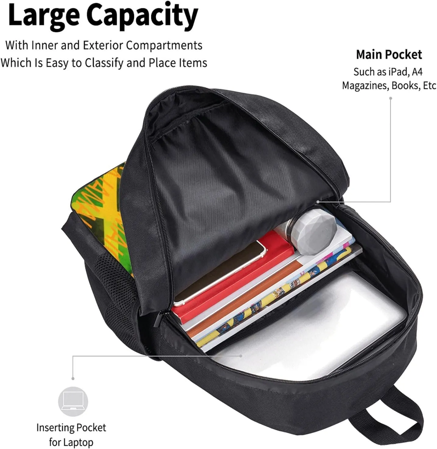 Jamaica Roots Jamaican Flag Casual Backpacks Large Capacity Backpack Laptop Rucksack Sport Daypack Commuter Bags with Adjustable Strap for Traveling Camping