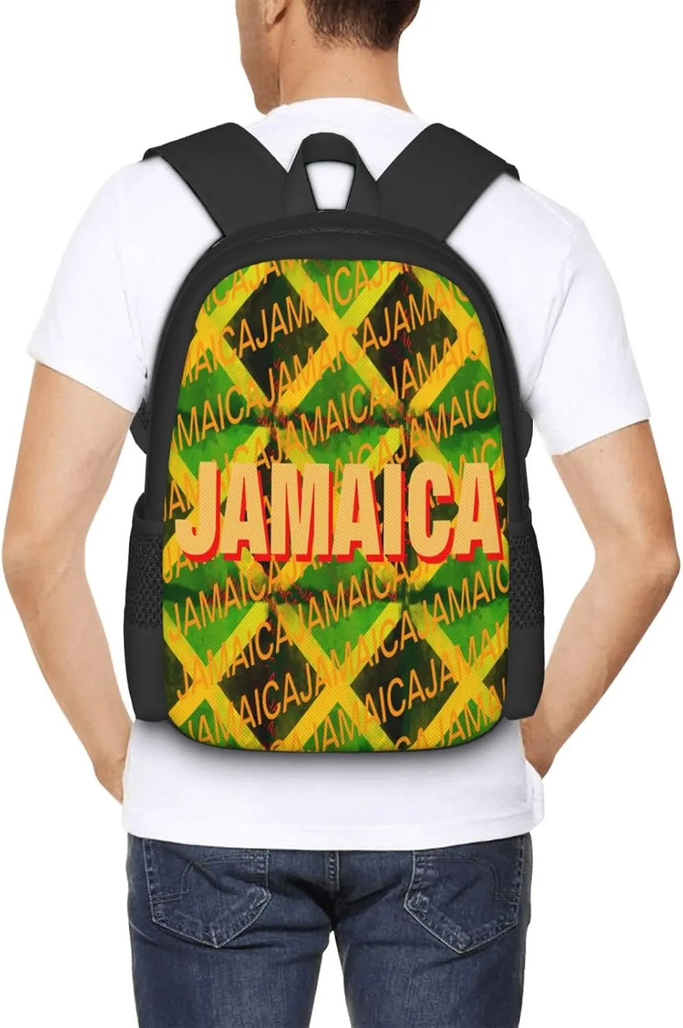 Jamaica Roots Jamaican Flag Casual Backpacks Large Capacity Backpack Laptop Rucksack Sport Daypack Commuter Bags with Adjustable Strap for Traveling Camping