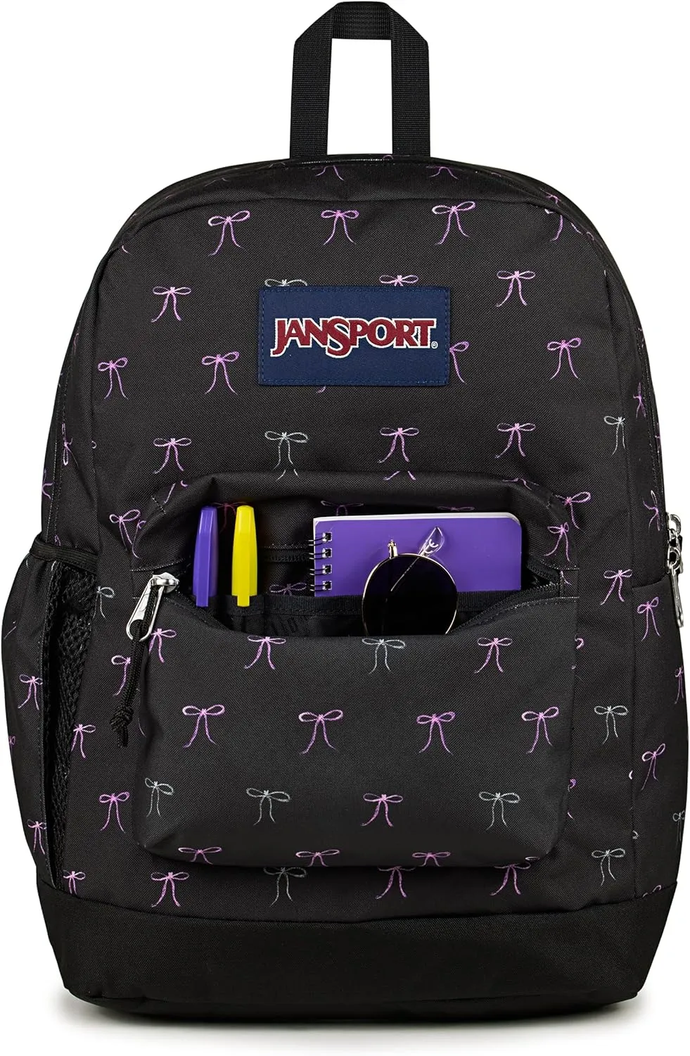 JanSport Cross Town Plus Backpack - Large Main Compartment, Side Water Bottle Pocket, 15-Inch Padded Laptop Sleeve - Bad Bows