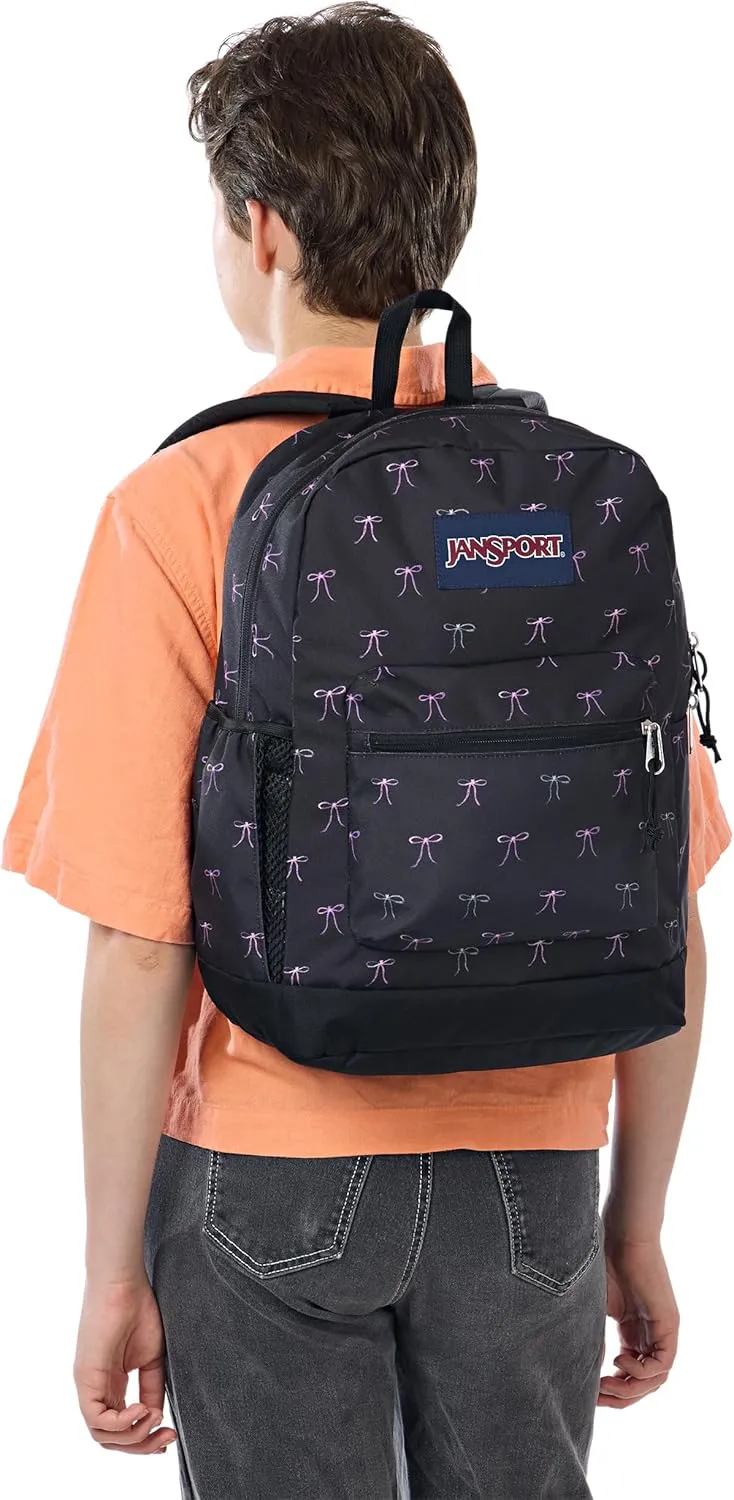JanSport Cross Town Plus Backpack - Large Main Compartment, Side Water Bottle Pocket, 15-Inch Padded Laptop Sleeve - Bad Bows