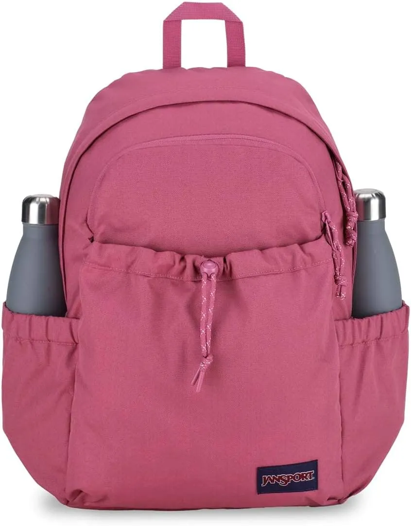 JanSport Lounge Pack – Large Main Compartment, Dual Water Bottle Pockets, Front Drawcord Pocket, Padded Laptop Sleeve, Mauve Haze