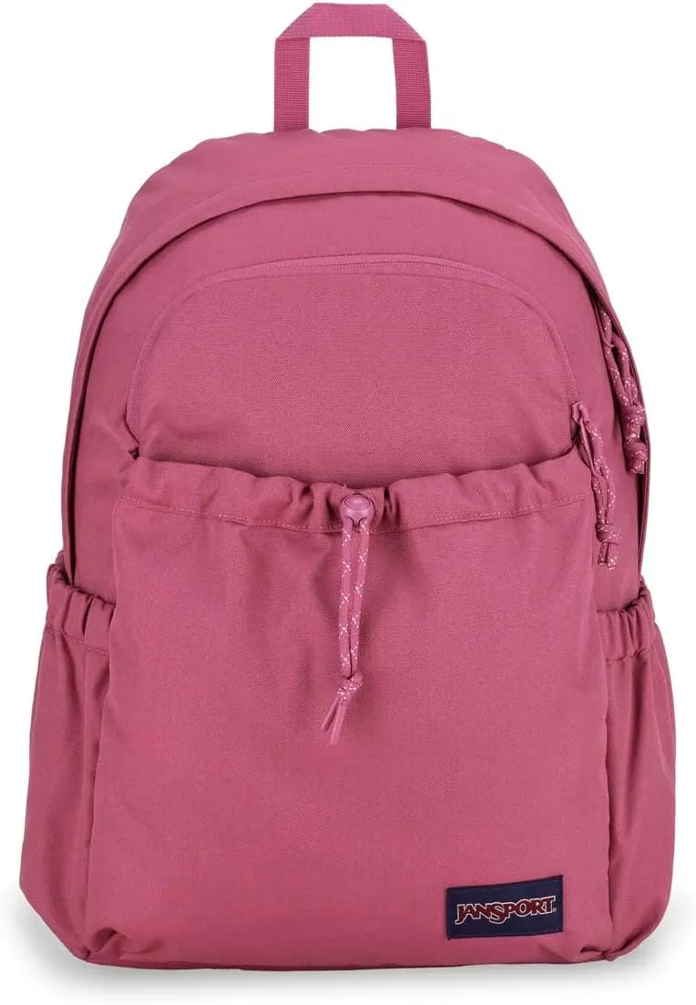 JanSport Lounge Pack – Large Main Compartment, Dual Water Bottle Pockets, Front Drawcord Pocket, Padded Laptop Sleeve, Mauve Haze