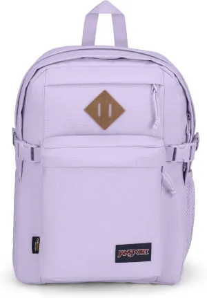 JanSport Main Campus FX Backpack - Travel or Work Bag w 15-Inch Laptop Pack with Leather Trim, Pastel Lilac