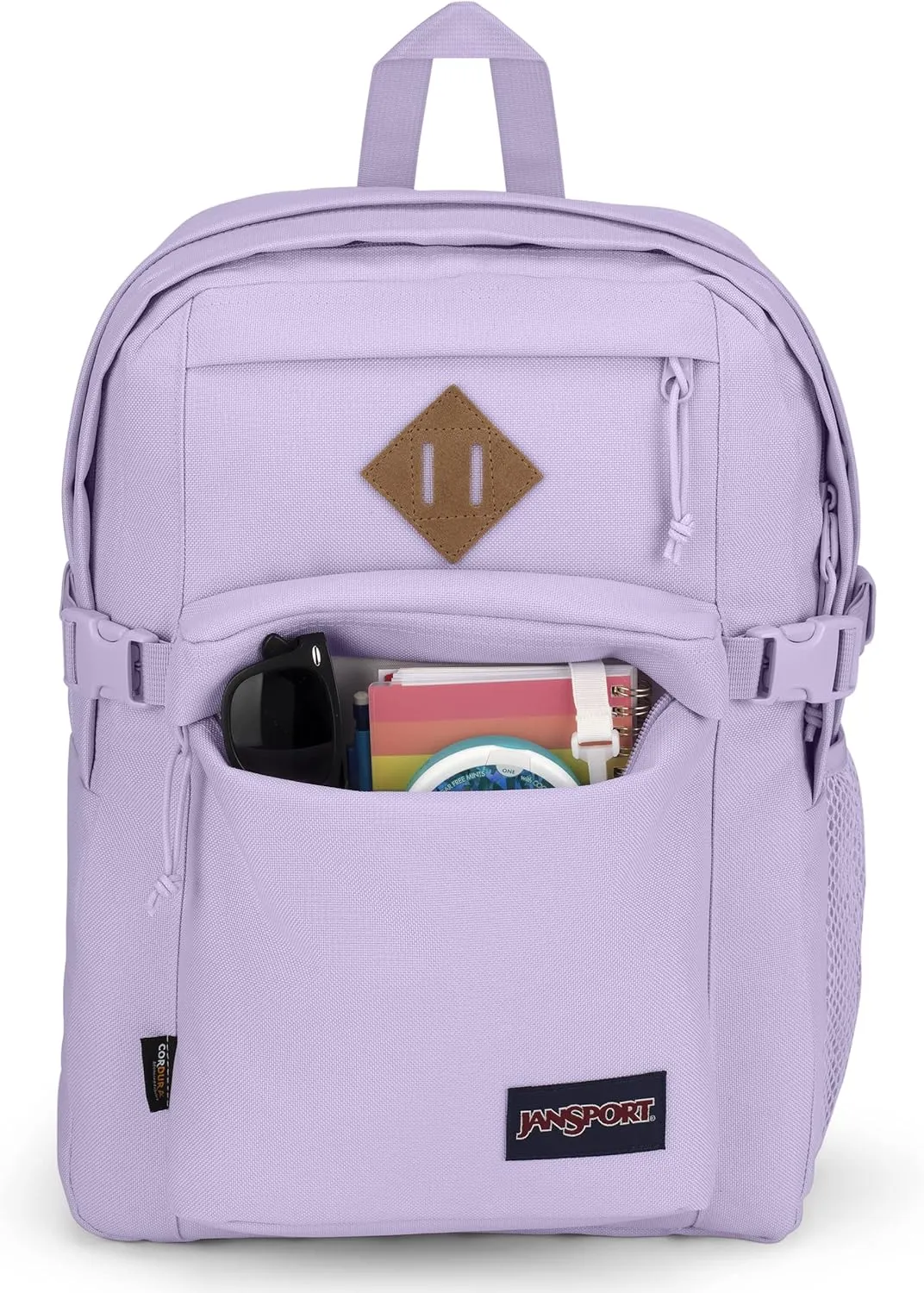JanSport Main Campus FX Backpack - Travel or Work Bag w 15-Inch Laptop Pack with Leather Trim, Pastel Lilac