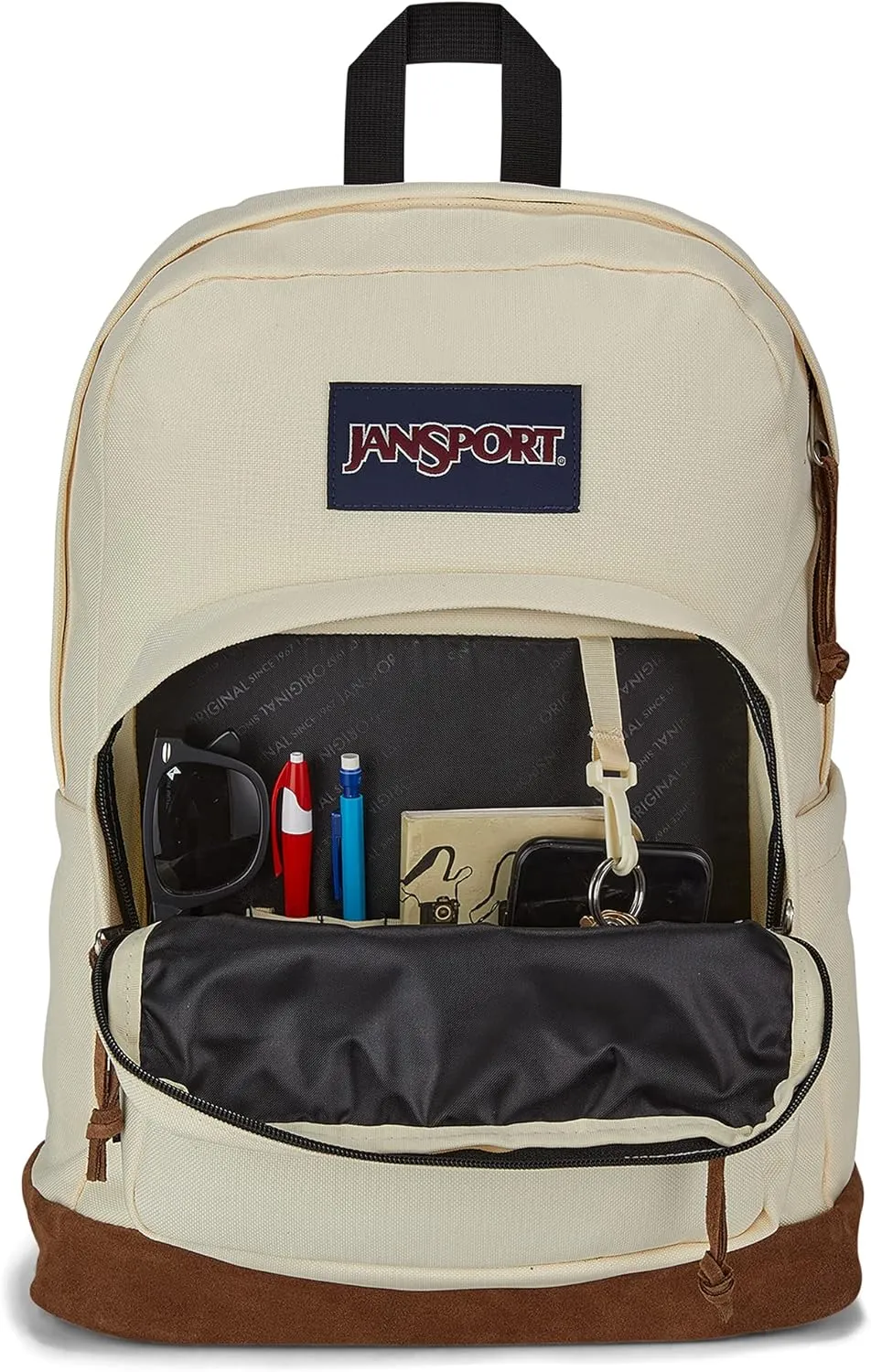 JanSport Right Pack Backpack - Durable Daypack with Padded 15" Laptop Sleeve, Spacious Main Compartment & Integrated Water Bottle Pocket - Coconut