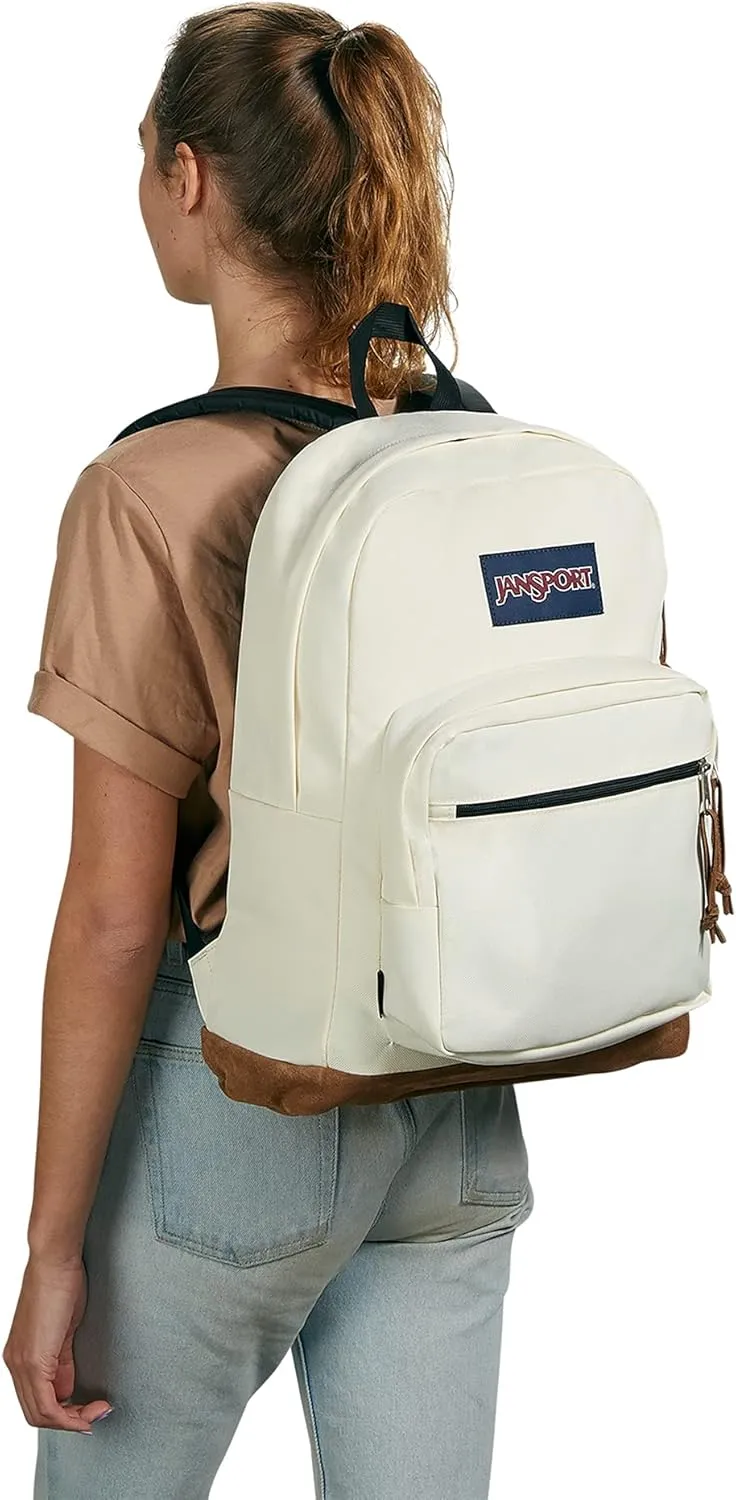 JanSport Right Pack Backpack - Durable Daypack with Padded 15" Laptop Sleeve, Spacious Main Compartment & Integrated Water Bottle Pocket - Coconut