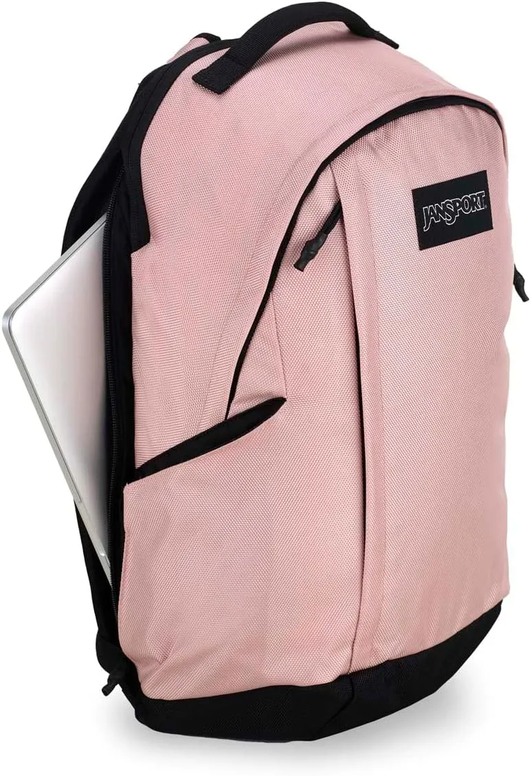 JanSport Station Pack – Large Backpack with Side Access Padded Laptop Sleeve, Dual Water Bottle Pockets, and Organizer Loft Pocket, Misty Rose