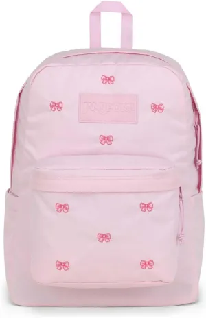JanSport Superbreak Plus FX Backpack - Work, Travel, or Laptop Bag with Water Bottle Pocket - Embroidered Bows