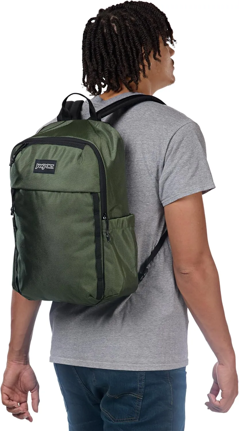 JanSport Venture Daypack – Travel Pack With Large Main Compartment, Padded Laptop Sleeve, Dual Water Bottle Pockets, and Attachment Buckles, Cargo Green