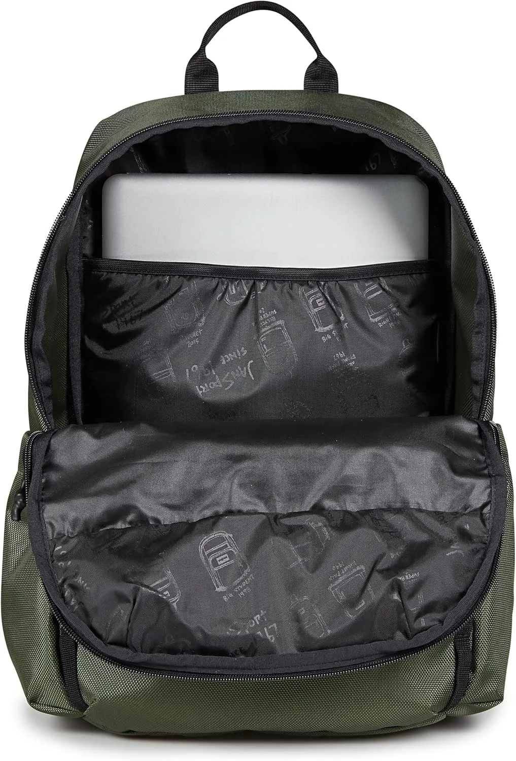 JanSport Venture Daypack – Travel Pack With Large Main Compartment, Padded Laptop Sleeve, Dual Water Bottle Pockets, and Attachment Buckles, Cargo Green