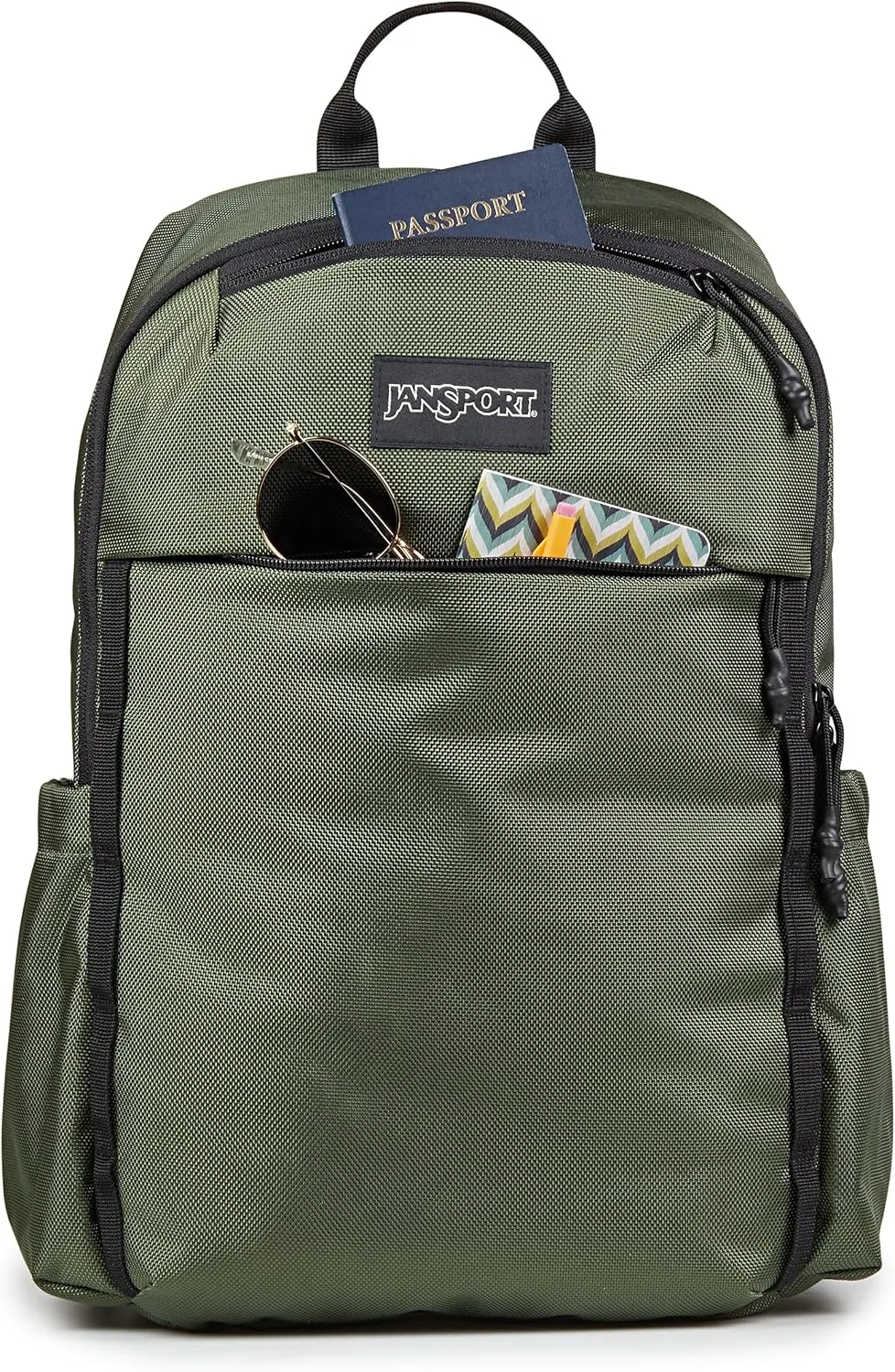 JanSport Venture Daypack – Travel Pack With Large Main Compartment, Padded Laptop Sleeve, Dual Water Bottle Pockets, and Attachment Buckles, Cargo Green