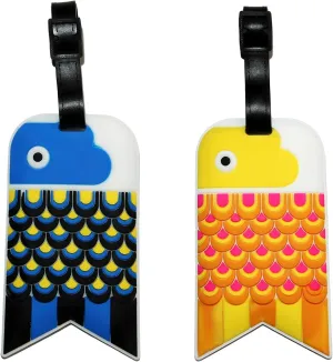 Japanese Koinobori Carp Flag Luggage Tags – 2-Pack Silicone ID Tags for Suitcases, Backpacks & Travel Bags – Fun & Vibrant Travel Accessories for Teens & Adults