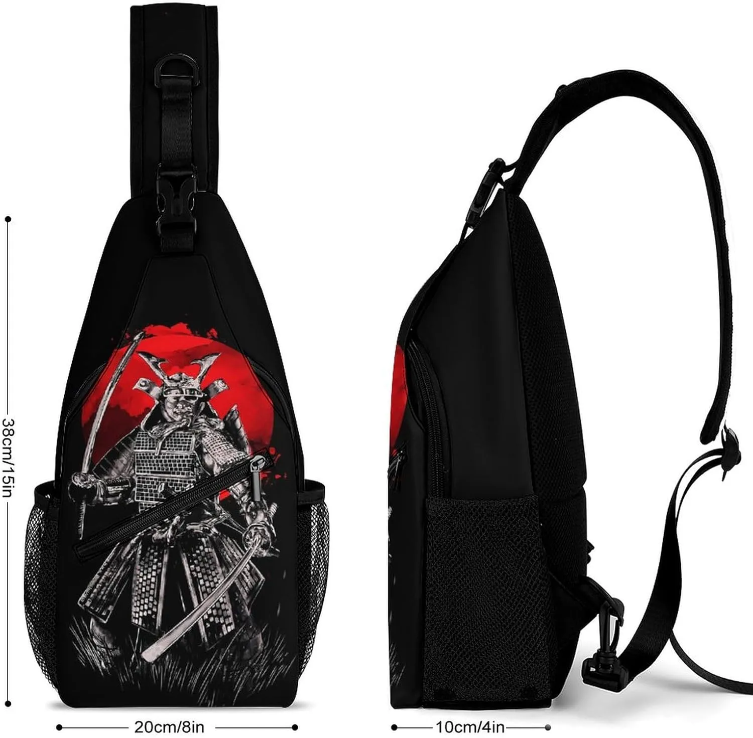 Japanese Samurai Graphic Sling Backpack Man Women Crossbody Backpack Chest Bag Cycling Daypack Shoulder Bag Casual Daypacks Leisure Backpacks