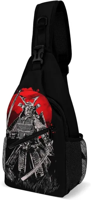 Japanese Samurai Graphic Sling Backpack Man Women Crossbody Backpack Chest Bag Cycling Daypack Shoulder Bag Casual Daypacks Leisure Backpacks