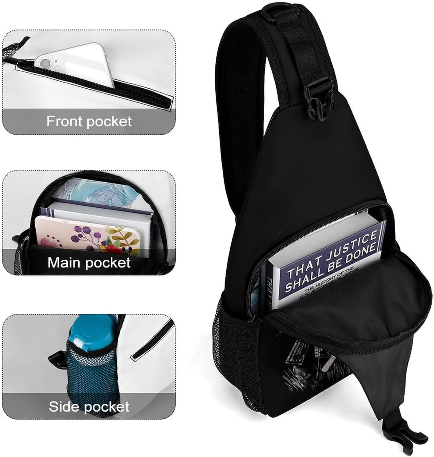 Japanese Samurai Graphic Sling Backpack Man Women Crossbody Backpack Chest Bag Cycling Daypack Shoulder Bag Casual Daypacks Leisure Backpacks