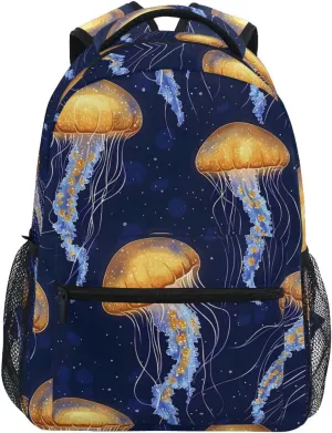 Jellyfish Night Sea Backpack 3rd 4th 5th Grade School Bookbag Travel Laptop Daypack Bag Purse for Boys Girls Teens