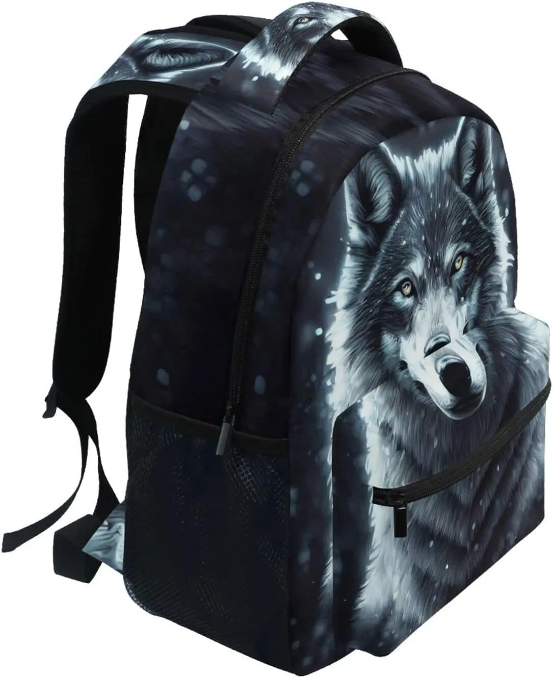 JIPONI Art Wolf Backpack For Girls Boys, Student School Bag Bookbag Travel Laptop Backpack Purse Daypack