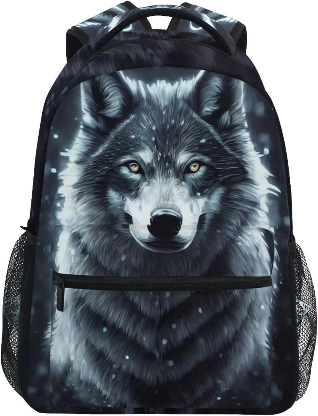 JIPONI Art Wolf Backpack For Girls Boys, Student School Bag Bookbag Travel Laptop Backpack Purse Daypack