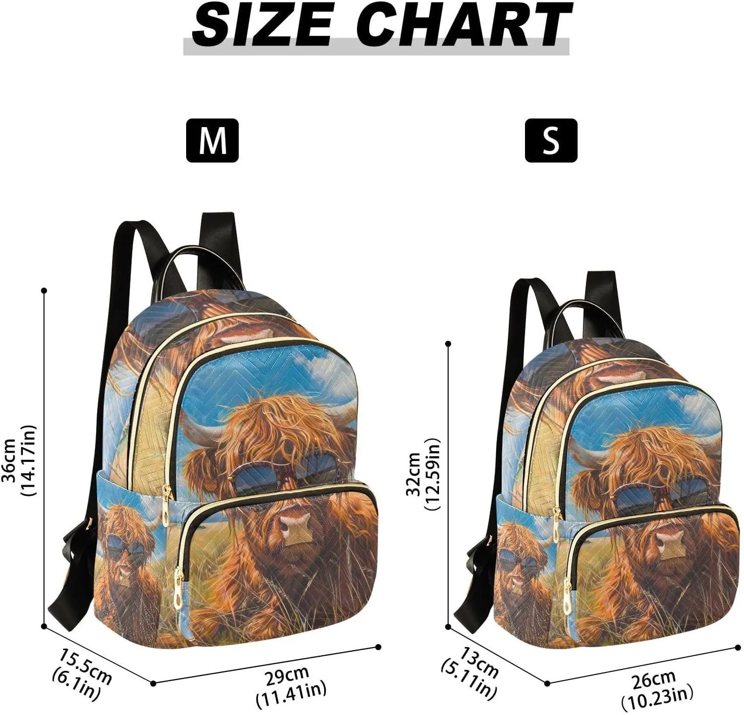 JIPONI Highland Cattle Grasslands Small Backpack for Women, Travel Purse Back Pack, Casual Daypack, Lightweight Bag-S