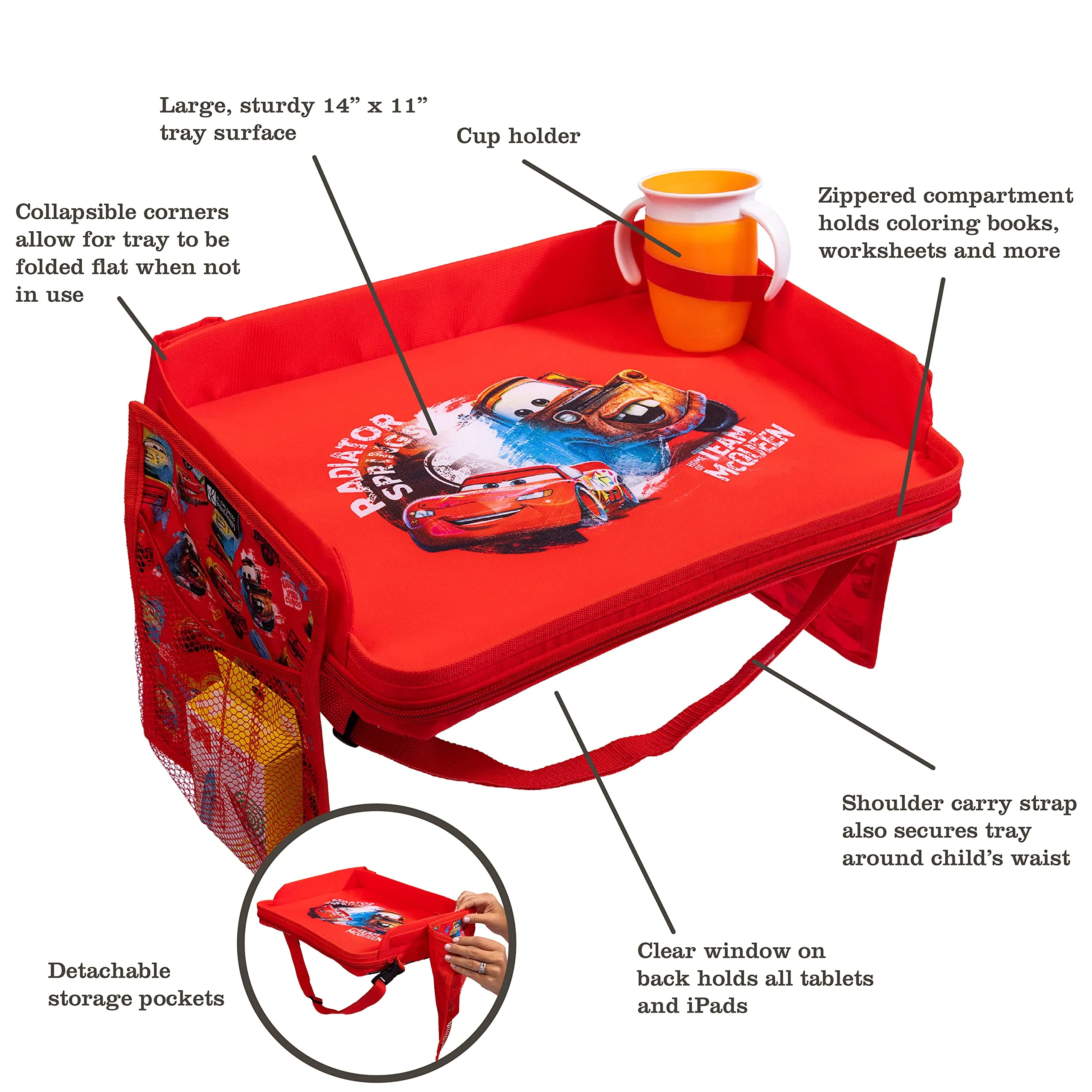 J.L. Childress Disney Baby by 3-in-1 Travel Tray & iPad Tablet Holder, Car Seat Lap Tray for Toddlers & Kids