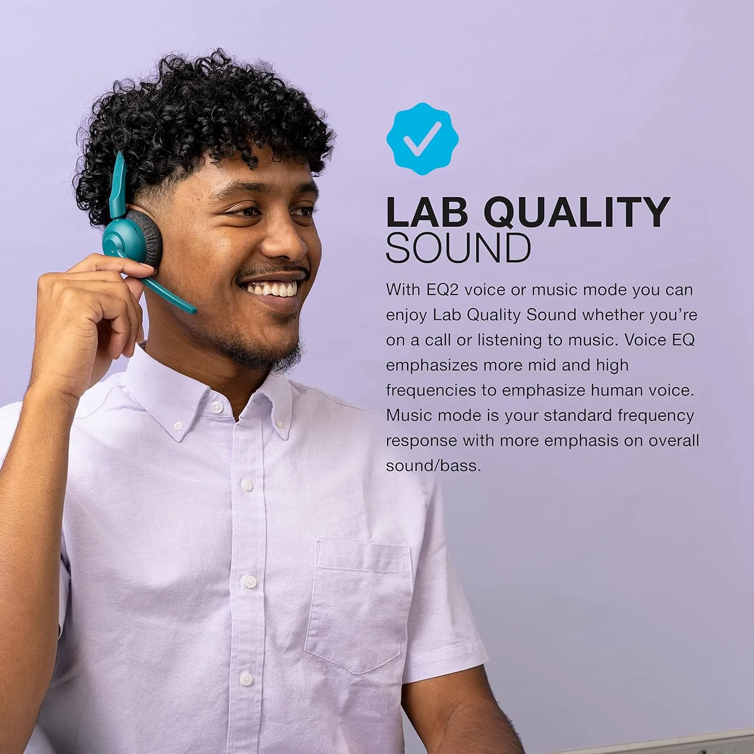 JLab Go Work Pop On-Ear Wireless Headset, Teal, 50  Hours Playtime, Bluetooth Multipoint, Rotating Boom Mic, Noise Canceling MEMS Microphone, Light-Weight and Portable, for PC/Mac or Mobile