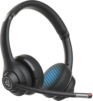 JLab Go Work Wireless Headsets with Microphone, 45  Playtime PC Bluetooth Headset and Multipoint Connect to Laptop Computer and Mobile, Wired or Wireless Headphones (1 Pack)