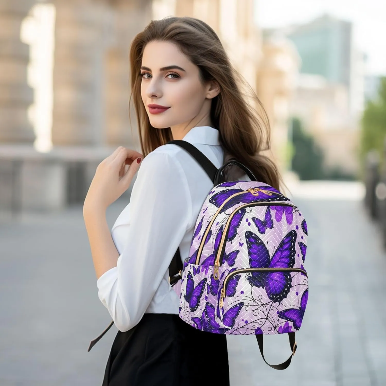 Joisal Butterflies Purple Womens Backpack Anti Theft Travel Backpack for Women Lightweight, College Backpacks for Women