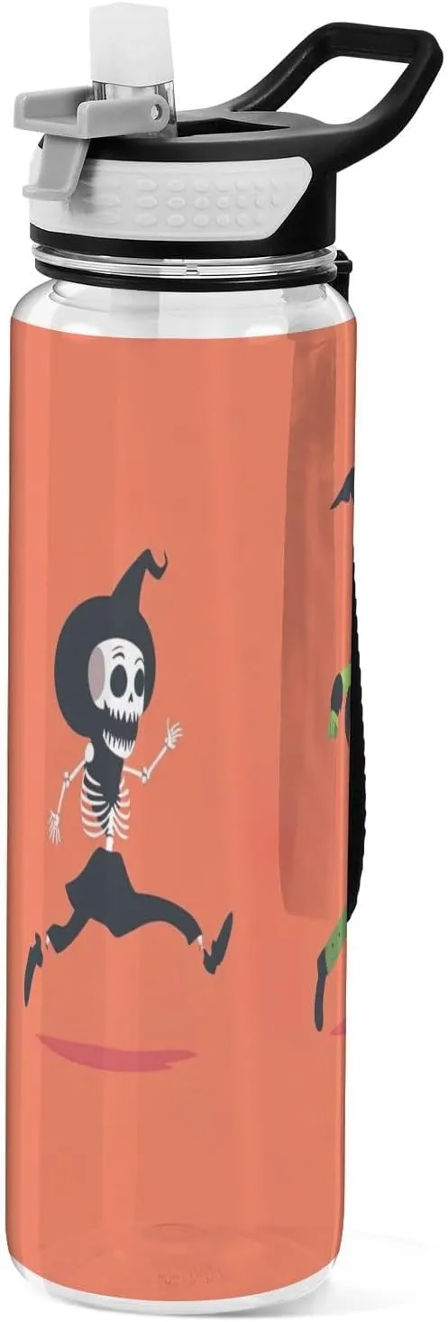 Joisal Cool Halloween Characters 32 Oz Water Bottles with Straws Leakproof Reusable Water Bottles for Sports, Cycling, Bike