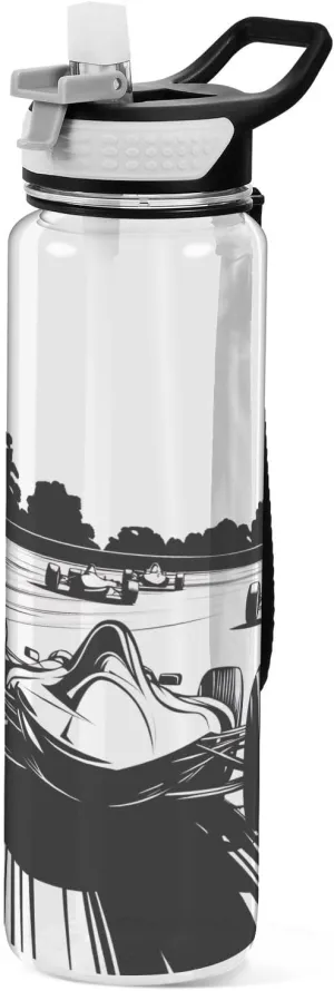 Joisal Cool Racing Car Black 32 Oz Straw Sports Water Bottle BPA-Free Reusable Water Bottles for Outdoor Sports
