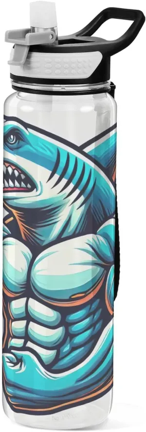 Joisal Muscle Shark Flex 32 Oz Water Bottle Lid with Straw BPA-Free Water Bottles Sports