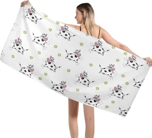 Jumping Happy Cow Beach Towel Thin Quick Dry Super Absorbent Oversized Lightweight Towels for Travel Sports Pool Swimming Bath Camping Yoga Towels 29x58inch