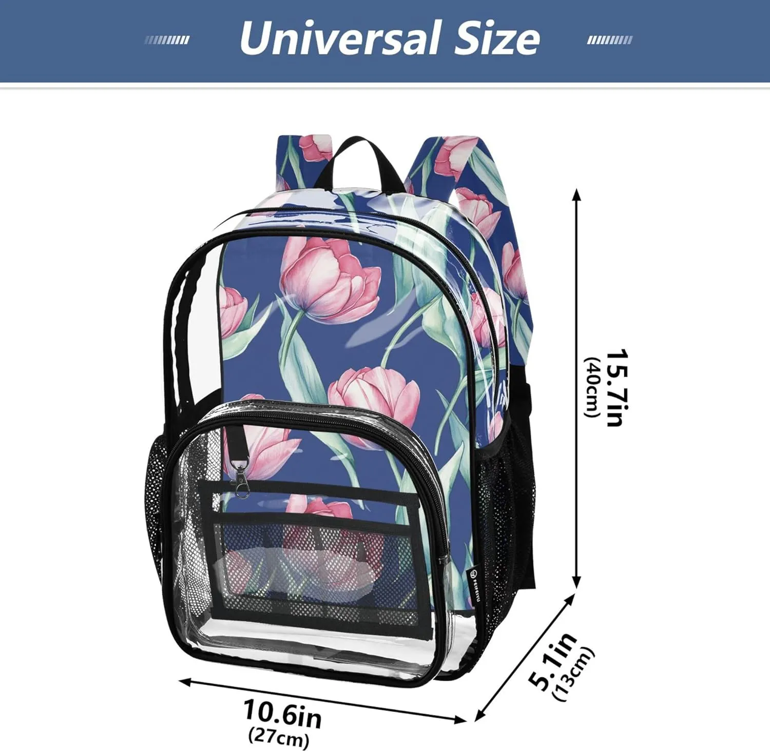 JUNZAN Beauty Tulips Royal Blue Mini Backpack for Boys See Through Student Book Bags Elementary