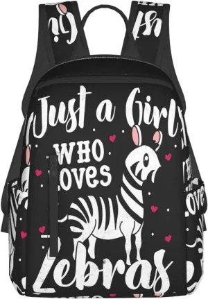 Just A Women who Loves Zebra Travel Laptop Backpack Casual Backpacks Double Shoulder Daypack Notebook Rucksack Work Bags Sports Bag for Gym Hiking Camping Beach