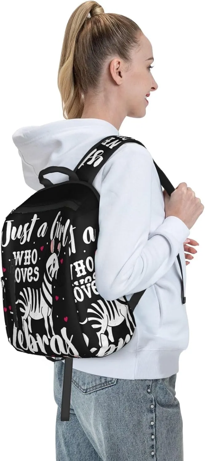 Just A Women who Loves Zebra Travel Laptop Backpack Casual Backpacks Double Shoulder Daypack Notebook Rucksack Work Bags Sports Bag for Gym Hiking Camping Beach