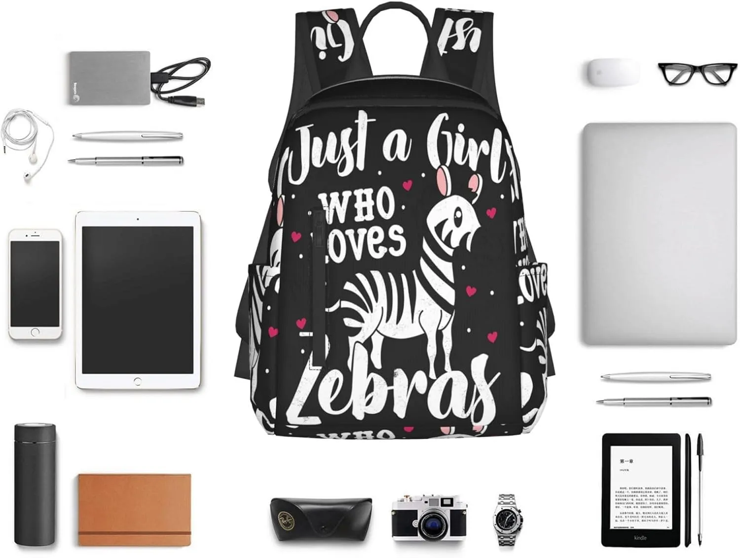 Just A Women who Loves Zebra Travel Laptop Backpack Casual Backpacks Double Shoulder Daypack Notebook Rucksack Work Bags Sports Bag for Gym Hiking Camping Beach