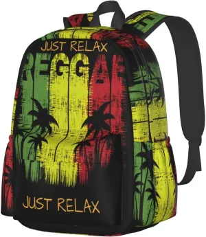 Just Relax Reggae Casual Backpacks Large Travel Backpack Laptop Rucksack Sports Daypack Adjustable Strap Bag for Camping Hiking