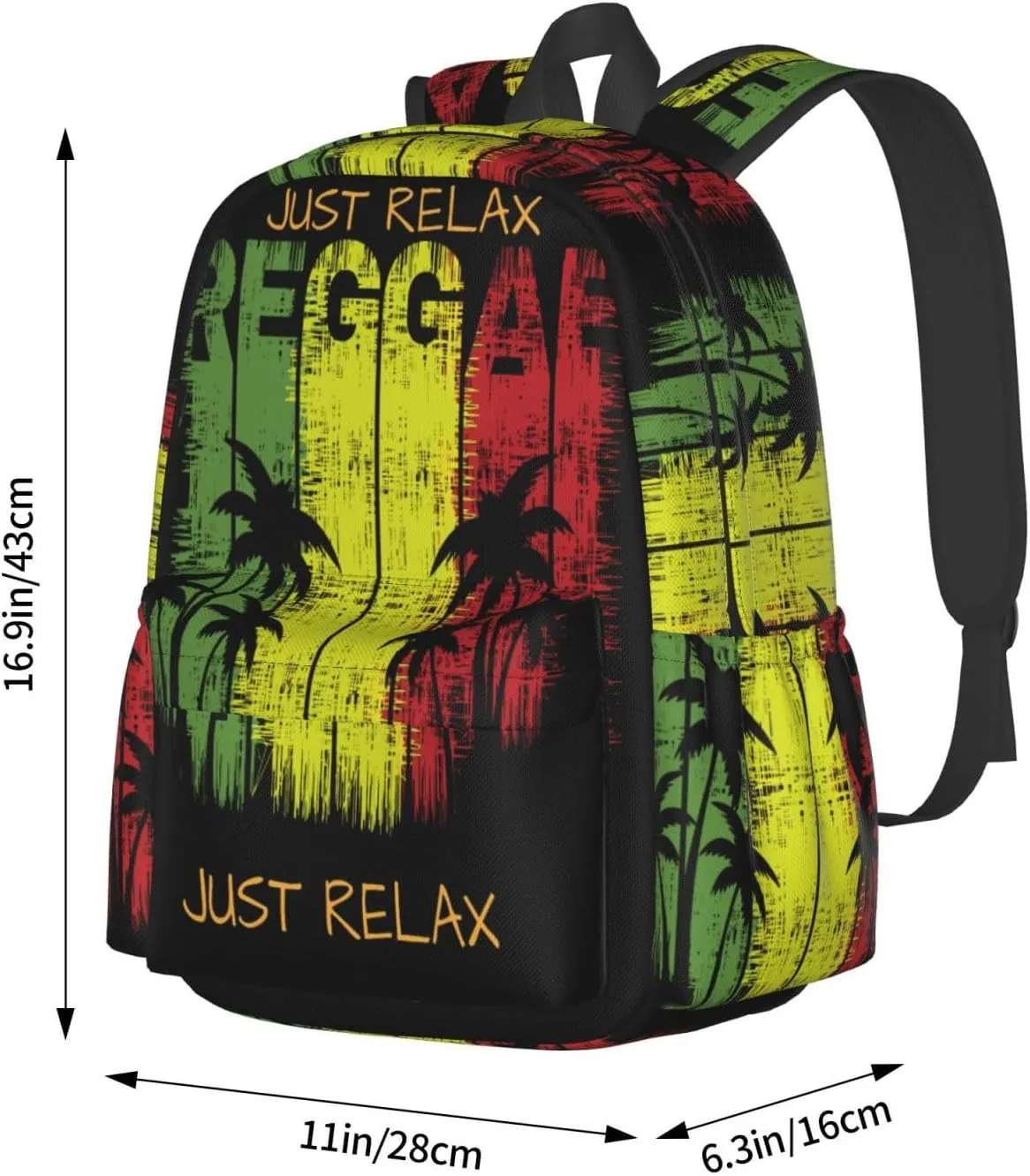 Just Relax Reggae Casual Backpacks Large Travel Backpack Laptop Rucksack Sports Daypack Adjustable Strap Bag for Camping Hiking