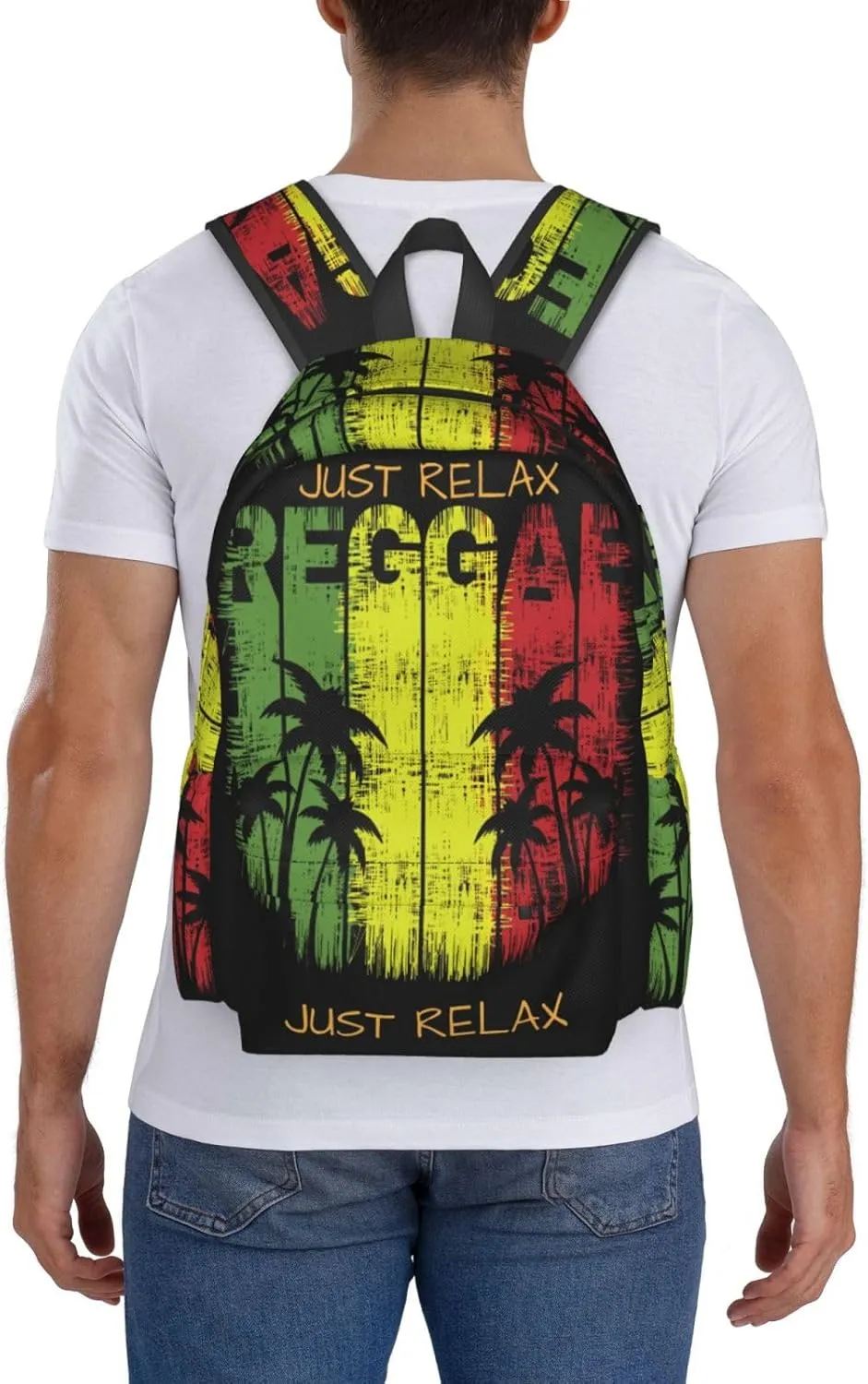 Just Relax Reggae Casual Backpacks Large Travel Backpack Laptop Rucksack Sports Daypack Adjustable Strap Bag for Camping Hiking