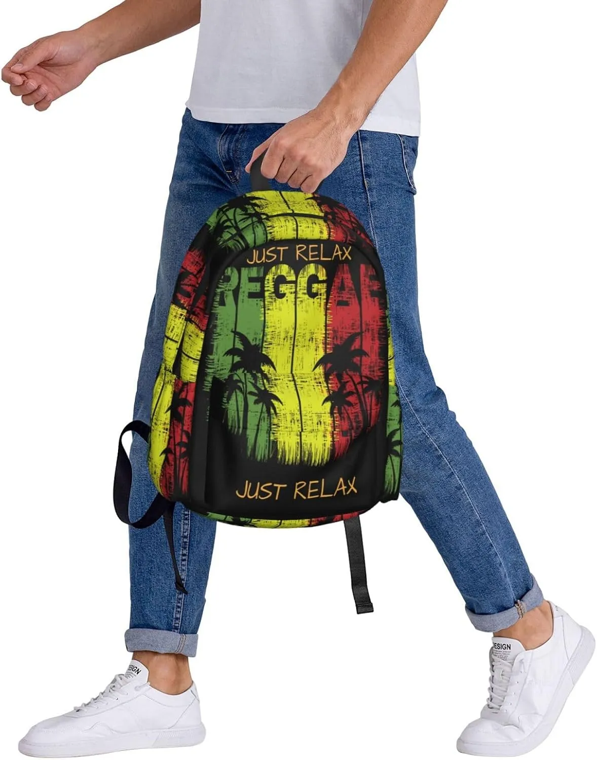 Just Relax Reggae Casual Backpacks Large Travel Backpack Laptop Rucksack Sports Daypack Adjustable Strap Bag for Camping Hiking